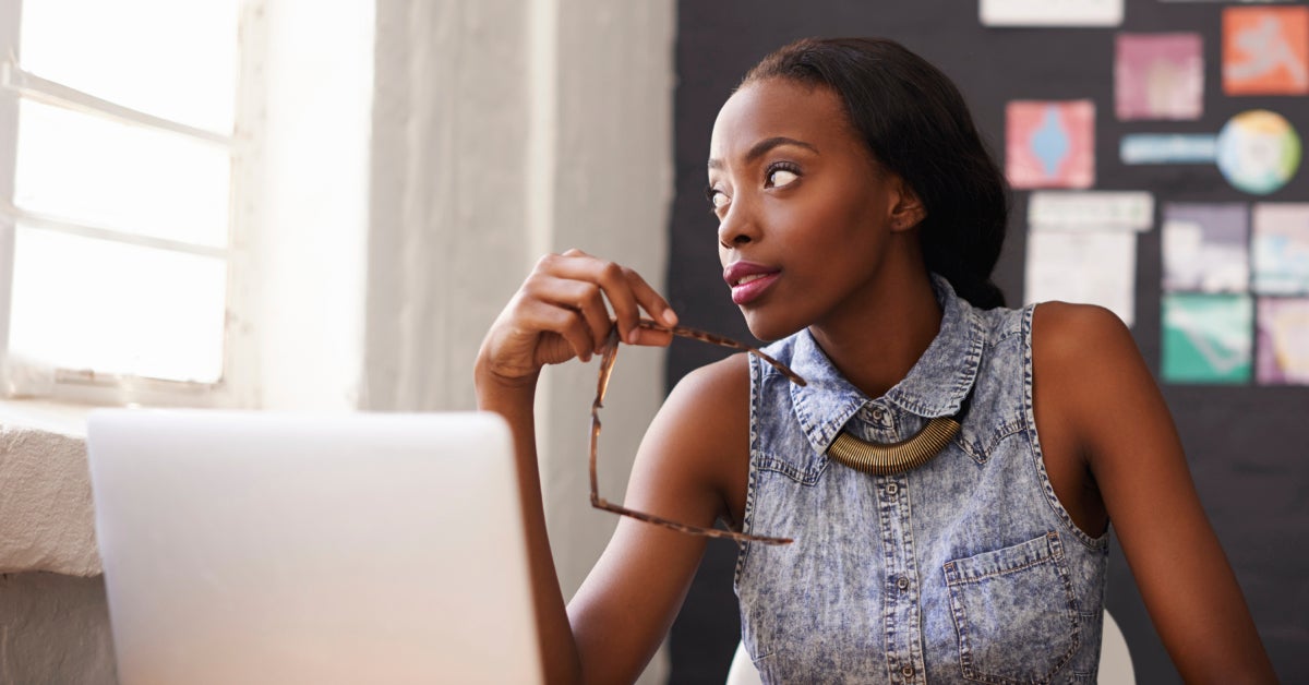 Woman working on laptop